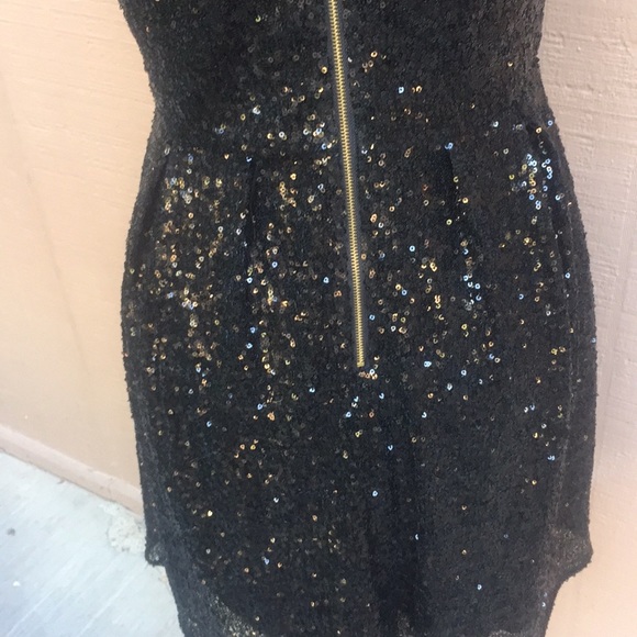 Sz M Sequin Black Sleeveless Midi Dress - Picture 5 of 6